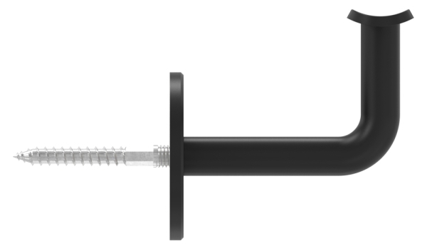 Handlaufhalter mit Platte 42-4mm- -Ronde und Buegel verschweisst- V2A in RAL 9005 beschichtet-88-1150369-240-42.9005
