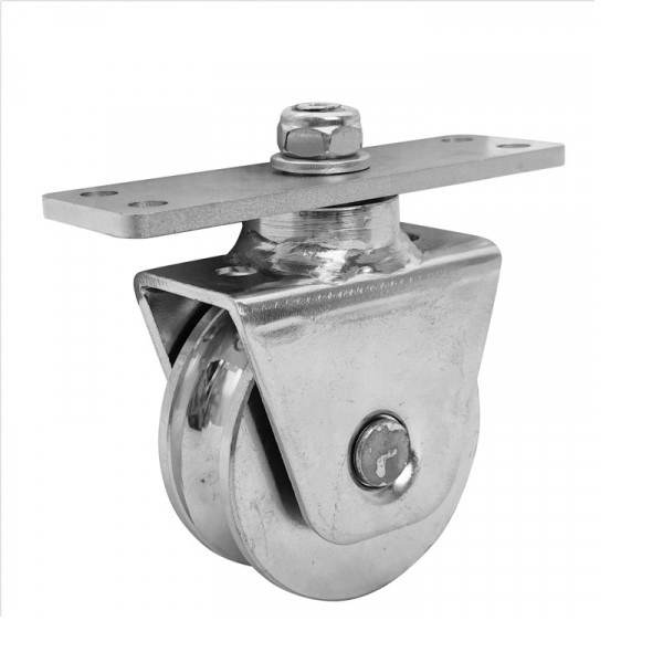 Lenkrolle Stahl verzinkt  78 mm mit U-Rille und Anschraubplatte-89-11H31U80PL-A.4