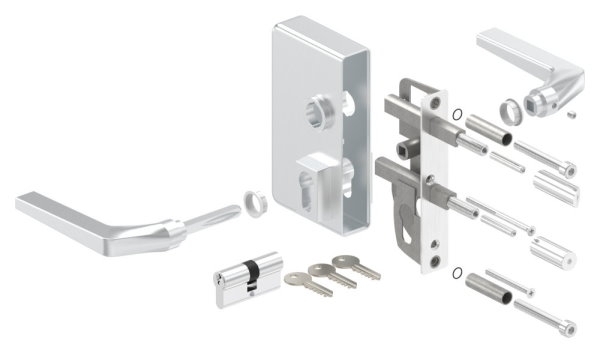 Gittertorschloss GTS 2 fuer Rohrstaerke 60-80mm- montagefertiges Set-88-1156704-ALU.SI