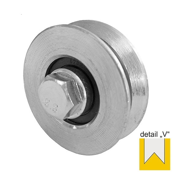 Schiebetorrolle Stahl verzinkt  60 mm mit V-Rille fr Tore bis 200 kg-89-11H06V60-A.4