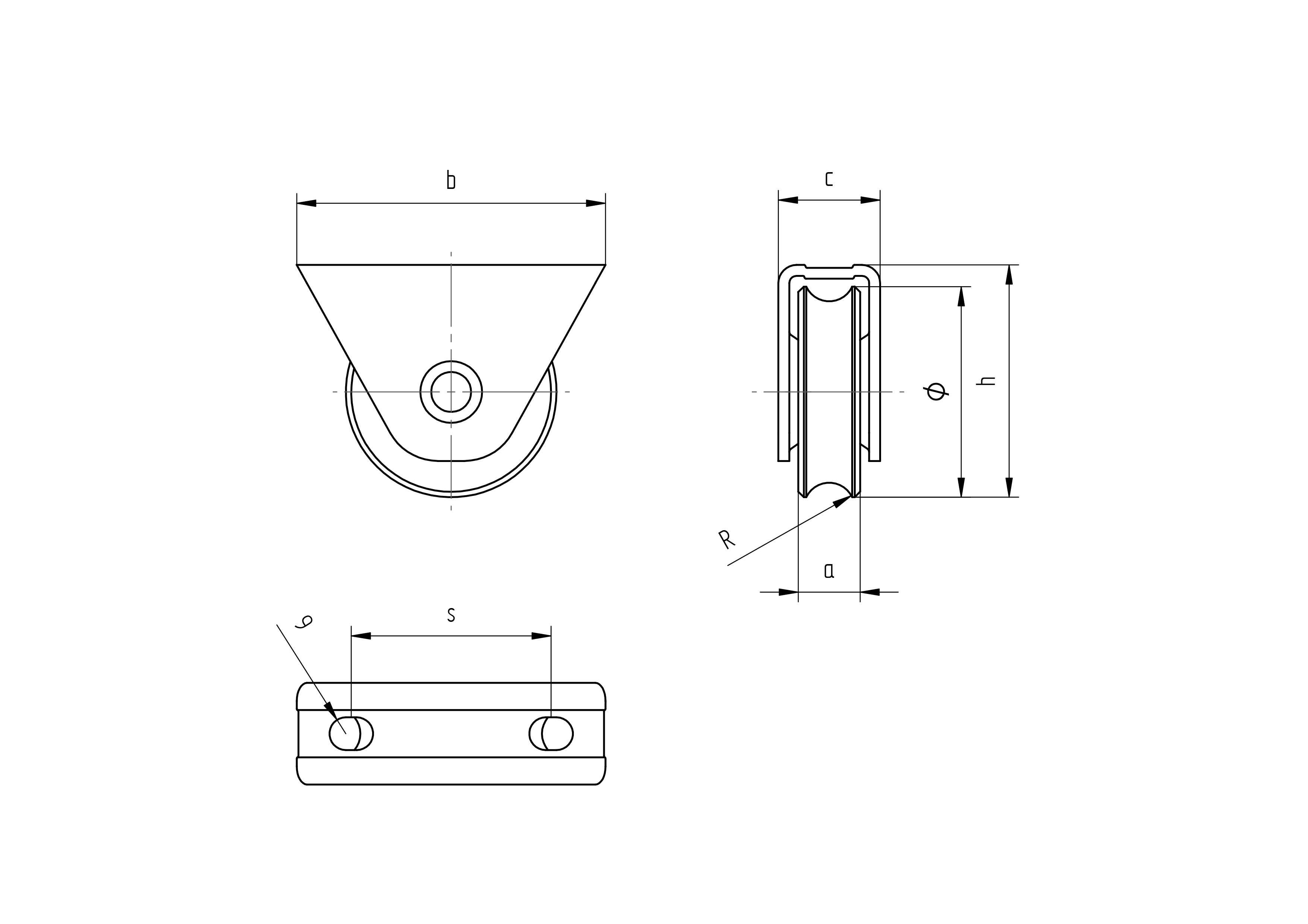 Schiebetorrolle mit U-Profil Edelstahl V2A  78 mm R10 mit Sttze-89-11H831U80R10-A.4