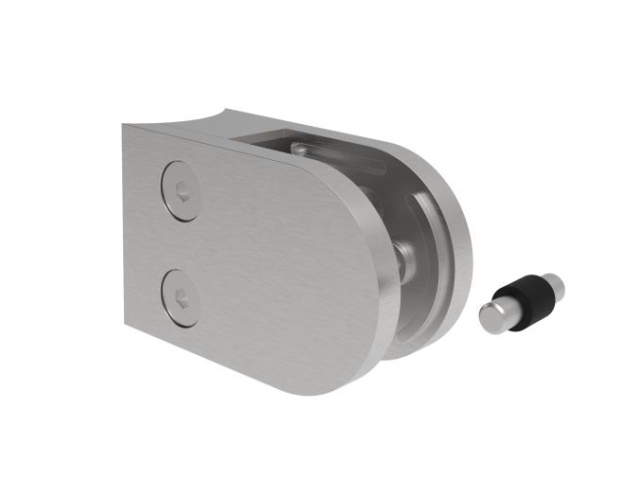 Edelstahl Glashalter Modell 25 fuer Pfosten D42-4- Glas 6-12-76 mm- geschliffen-18-2542-A.4