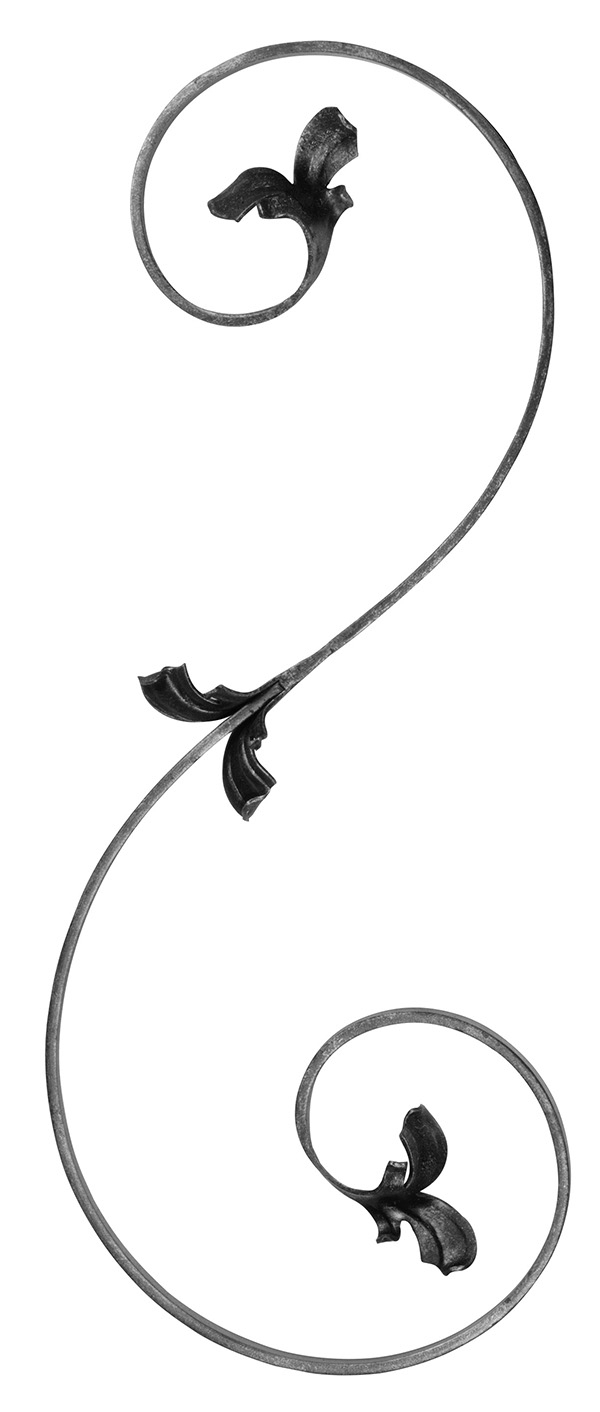 Leichtbarock - rechts - Masse- 210x530 mm - Material- 12x5 mm - Stahl S235JR- roh-30-1754.8