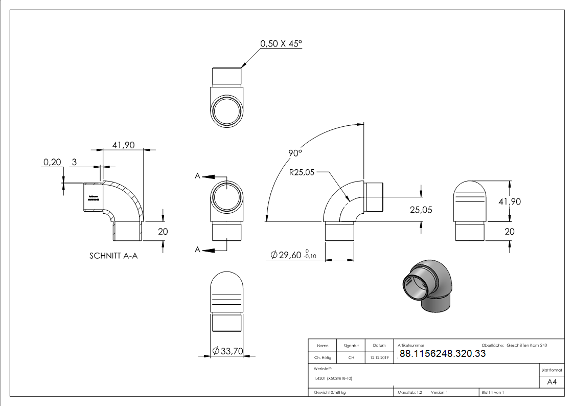 Rohrbogen V2A fuer Rohr Ø 33-7 x 2-0 mm 90° eng zum Stecken-88-1156248-320.33
