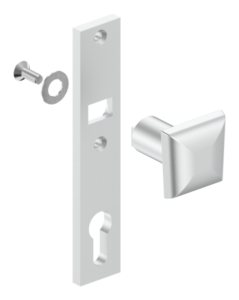 Alu-Tuerdruecker - fest mit Alu-Zylinderkurzschild - Aluminium EV1 - AMF Artikel- 16170-12-3061.6