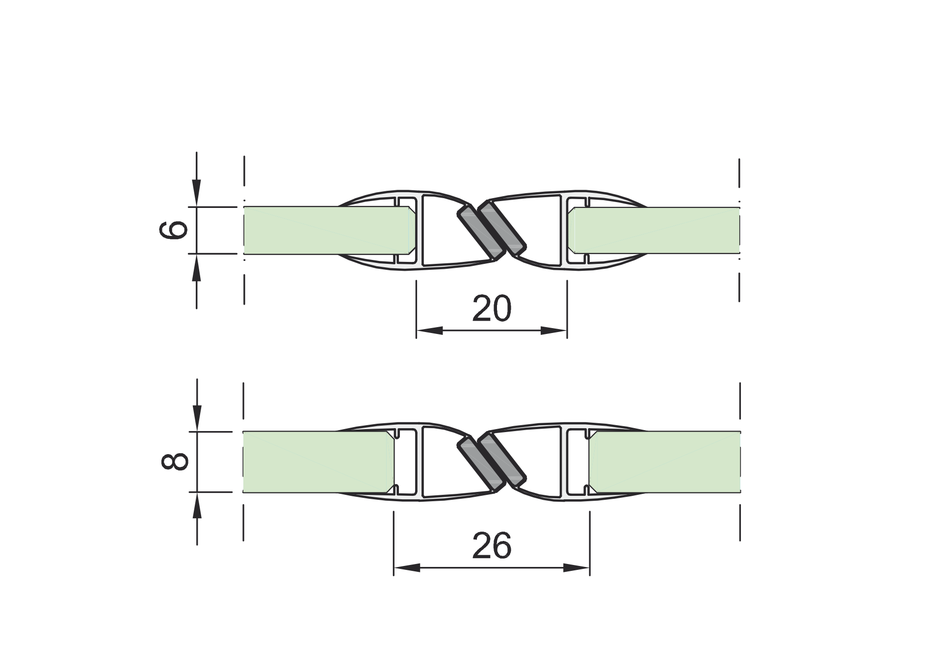 Magnetische Dichtungsleiste 180° fuer Glastuer - Glas 6-8mm - Schwarz-89-11GSBLACKDT1018-A.4