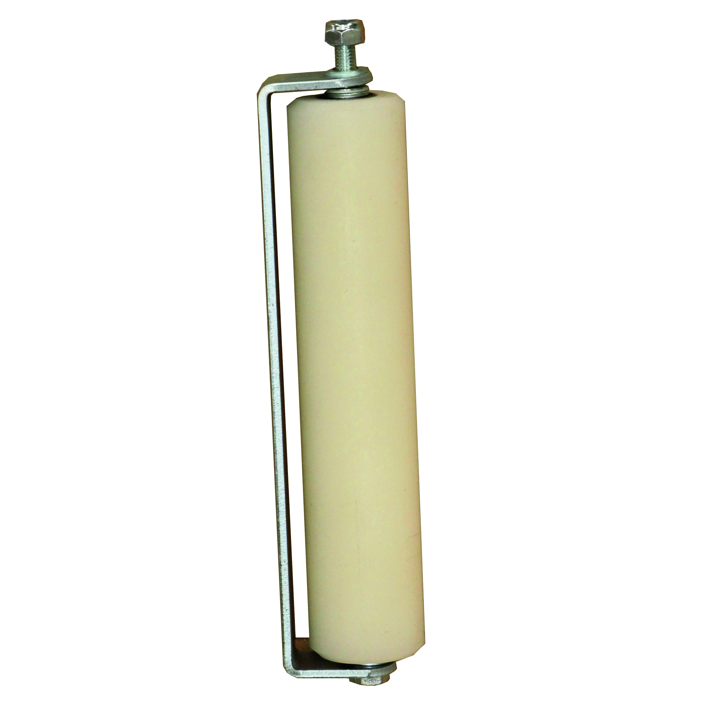 Fuehrungsrolle mit Halter Stahl verzinkt - Nylon Rolle Ø 66 mm L=305 mm weiss-89-11H21305W-A.4