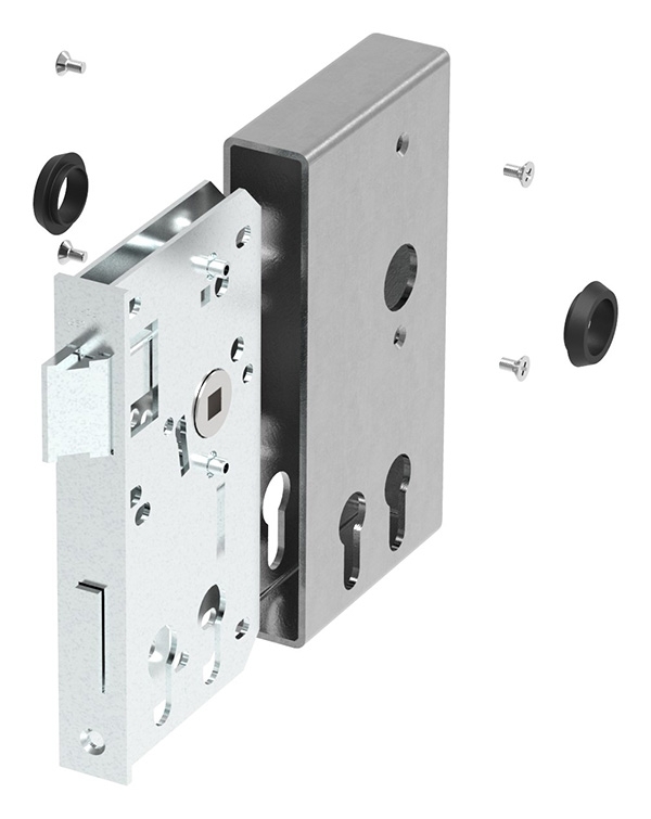Schlosskasten - fuer 2 Profilzylinder - Masse- 30x94x172 mm - Stahl S235JR- roh - AMF Artikel- 11163-30-3250.8