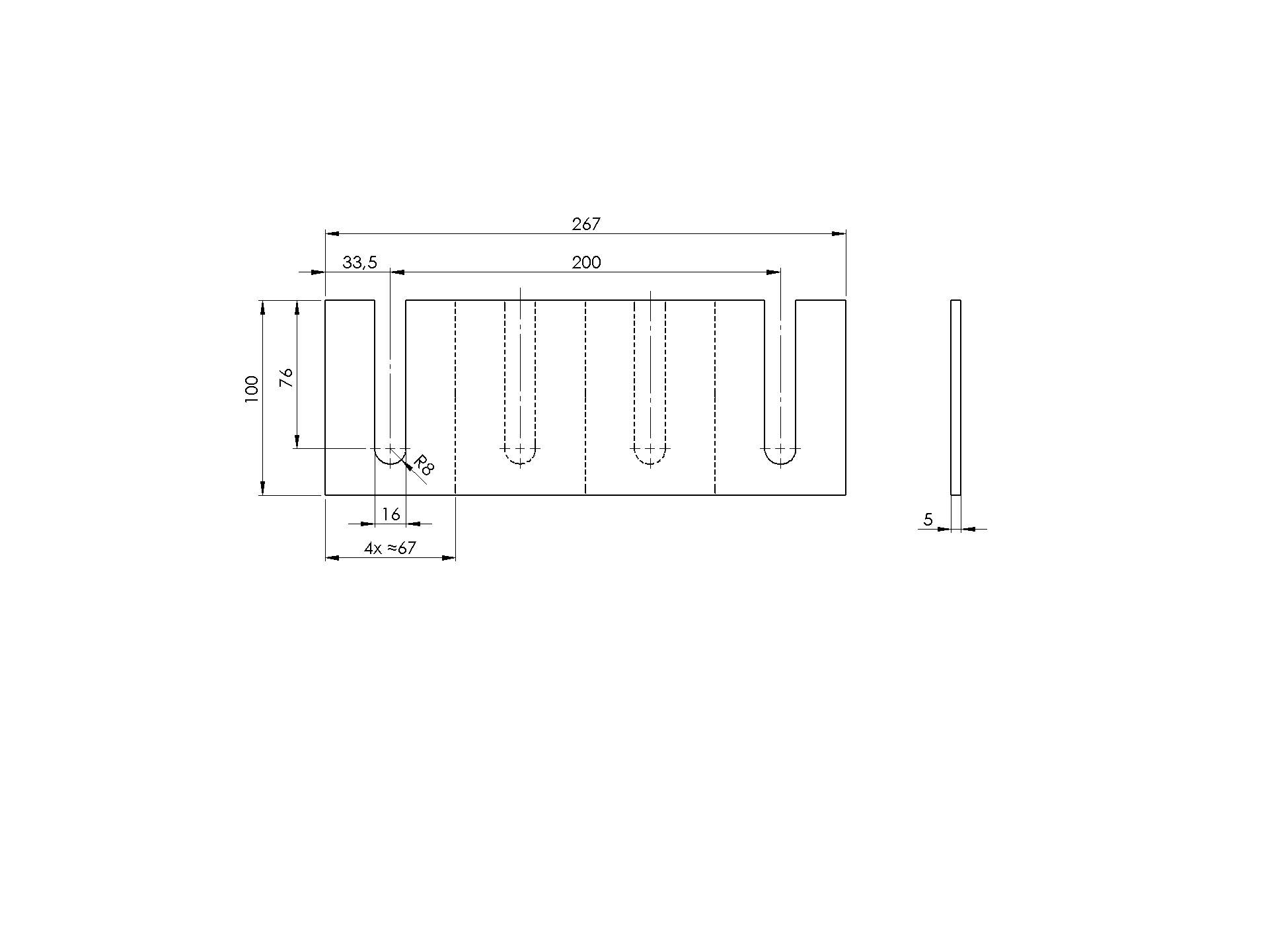 Entwaesserungsprofil Edelstahl AISI 304 100 mm Breite 5 mm Staerke Ganzglasgelaender-89-11A0006ECODRAIN-A.4