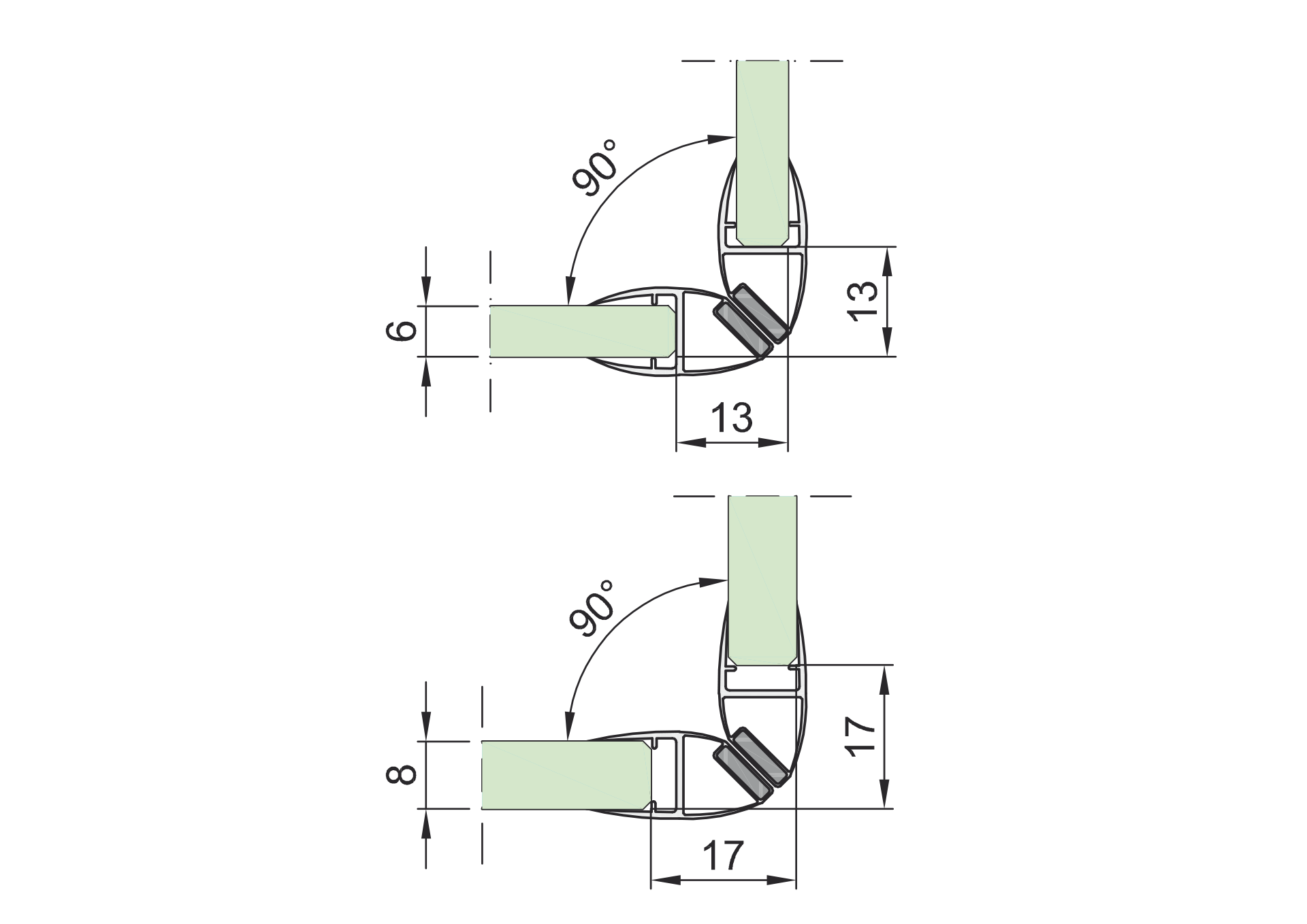 Magnetisches Dichtungsprofil PVC 90 fuer Glas 6-8 mm Schwarz -Paar-89-11GSBLACKDT1038NT-A.4