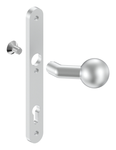 Alu-Tuerknopf mit Kugel - Masse- 30x245x10 mm - Form- gekroepft - Aluminium EV1-12-3050.6