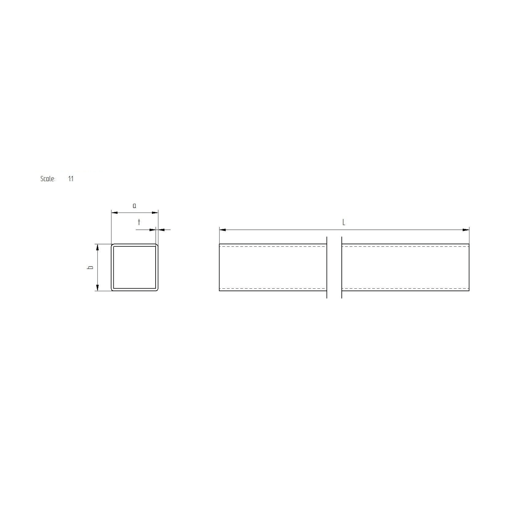 Edelstahl Vierkantrohr AISI 304 40x40x2 mm geschliffen 6000 mm-89-11A40X40X26000-A.4