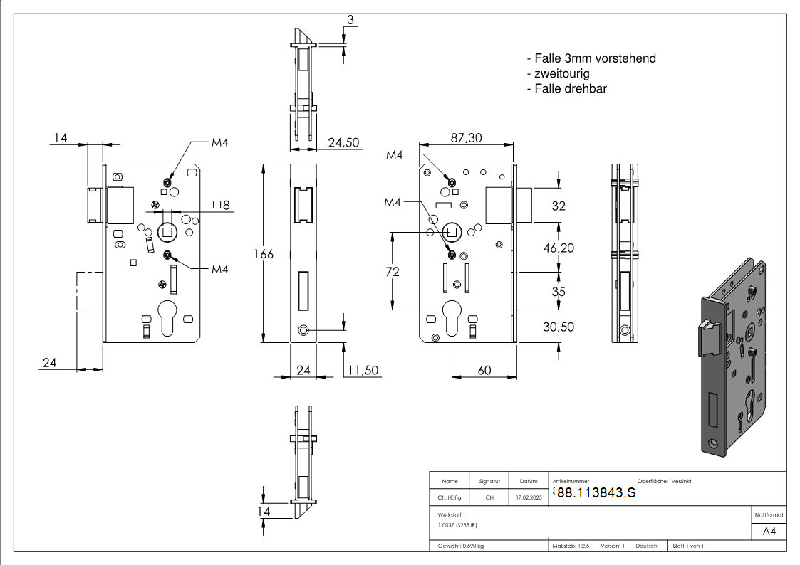 Rohrrahmenschloss AMF Schloss verz- - AMF Artikel- 14167-88-113843.S