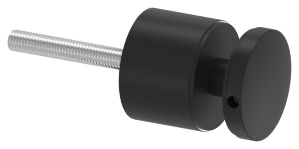 Glaspunkthalter 52mm- flach- verstellbar- V2A- pulverbeschichtet in RAL 9005 schwarz matt mit AbP-88-1160195-240-V.9005