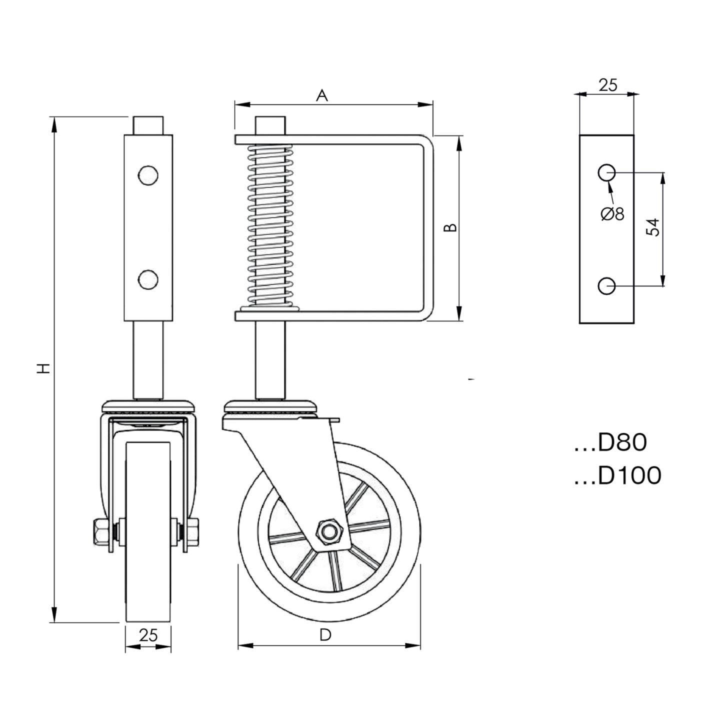 Gefedertes Sttzrad Stahl verzinkt Rad- 76 mm fr Flgeltore-89-11HPK01D80-A.4