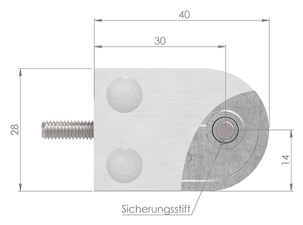 Glasklemme V2A 40 x 28 x 17-4 mm gerade halbrund inkl- Zubehoer-10-2000.4