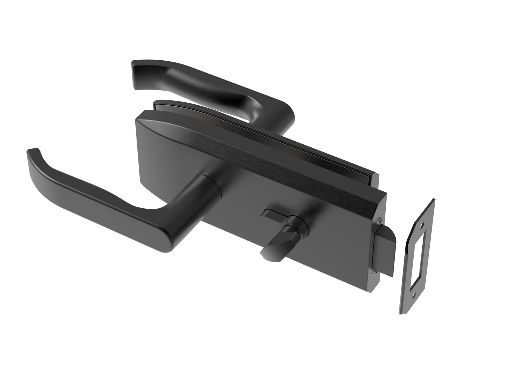 Glastuer-Griffgarnitur mit Schloss- Edelstahl schwarz- 8-12mm Glas PZ-WC-89-11GSBLACKD201S-A.4