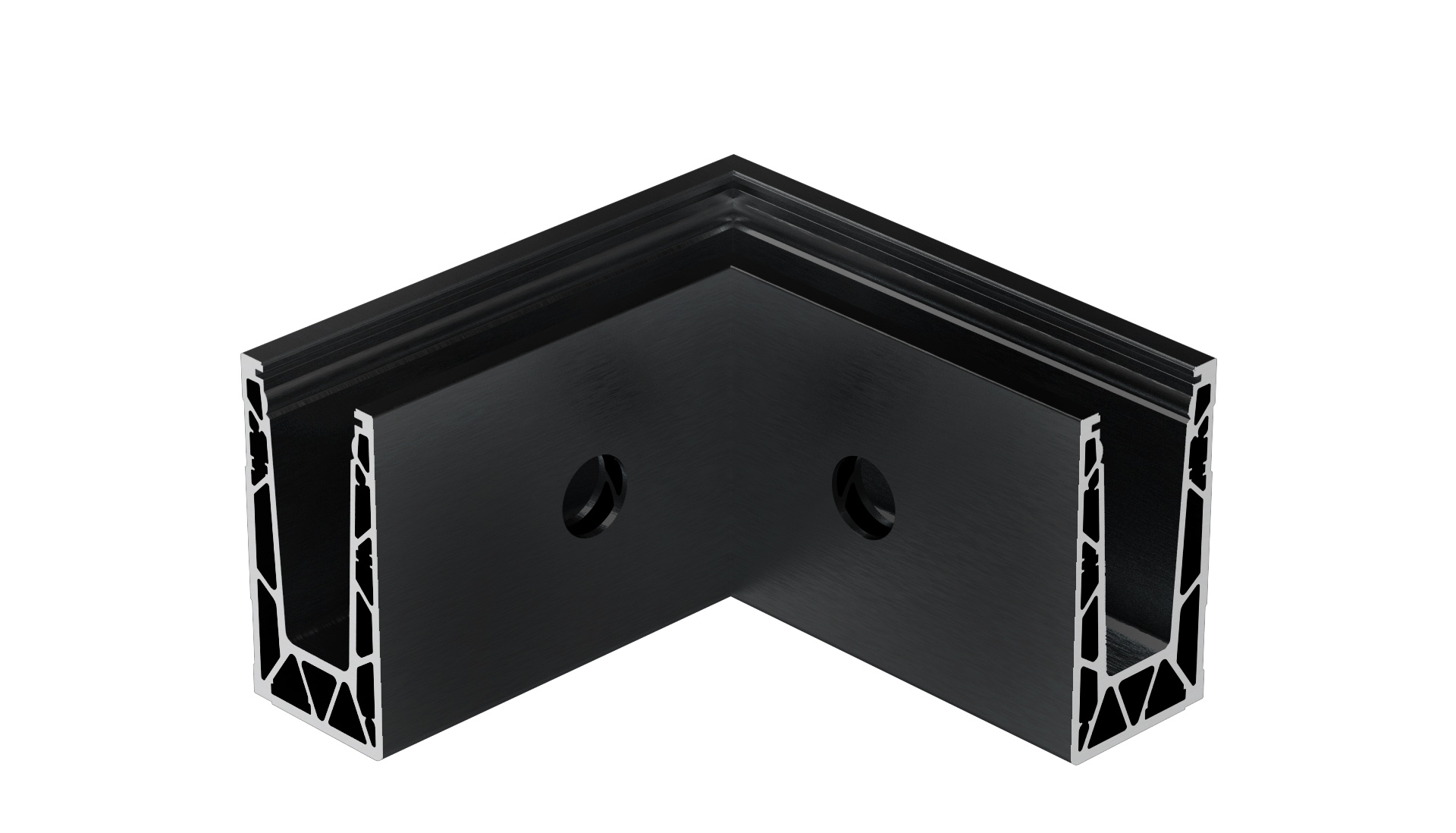 Eckverbinder Aluminium 90° Innenwinkel Seitenverankerung Schwarz-89-11AL0005UNOSEB90IN-A.4