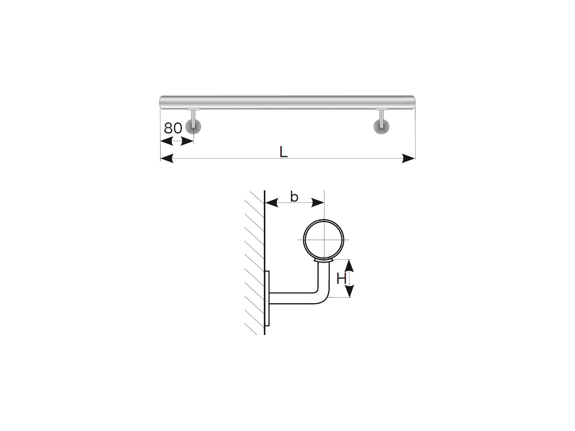 Wandhandlauf-Set V2A Ø 42-4 x 6000 mm geschliffen-89-11AM6000-A.4