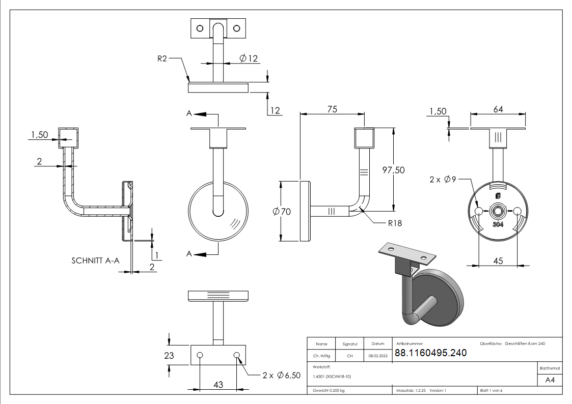 Robuster Wandhalter fuer LED Handlauf- Einfache Montage-88-1160495.240