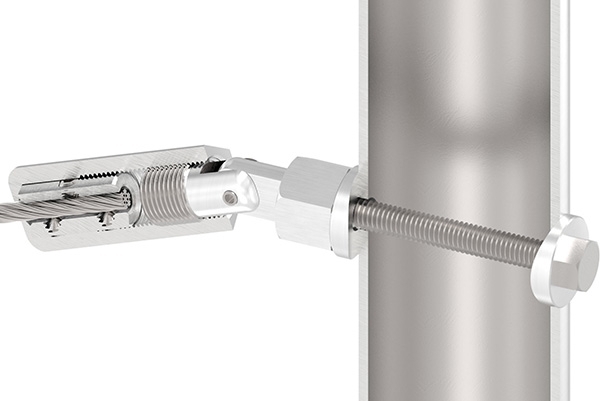 Gewindeterminal mit Gelenk - Fuer Seil Ø 4 mm - zur Selbstmontage fuer Pfosten Ø 42-4 mm - V2A-11-2900.4