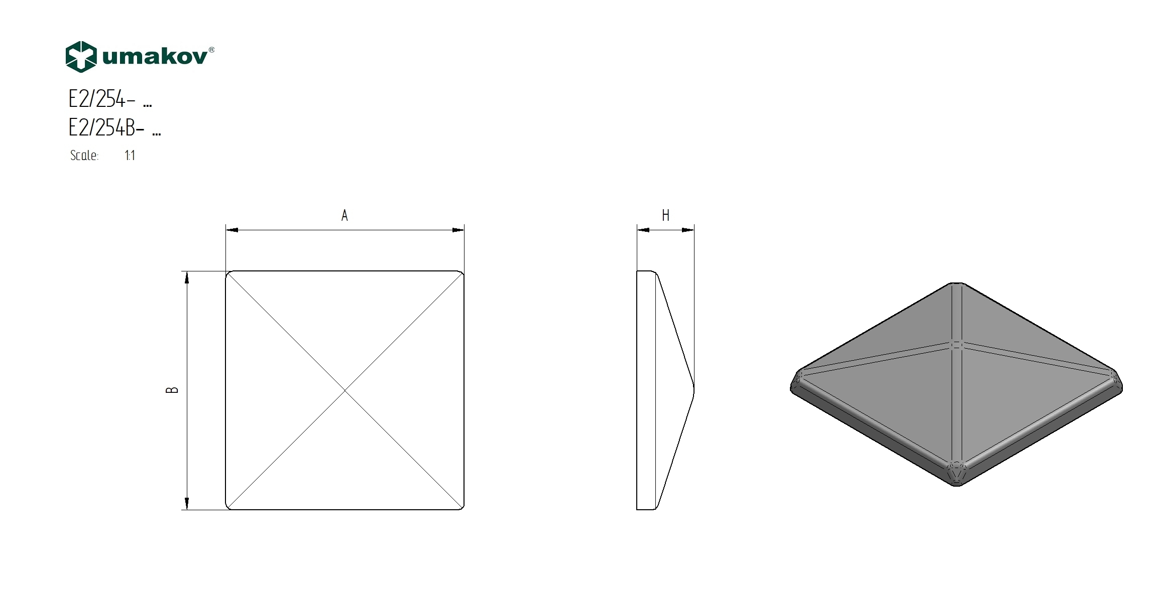 Pfostendeckel verzinkt fuer 50x50 mm Pfosten- Stahl 1-2 mm-89-11E225450X50ZN-A.4