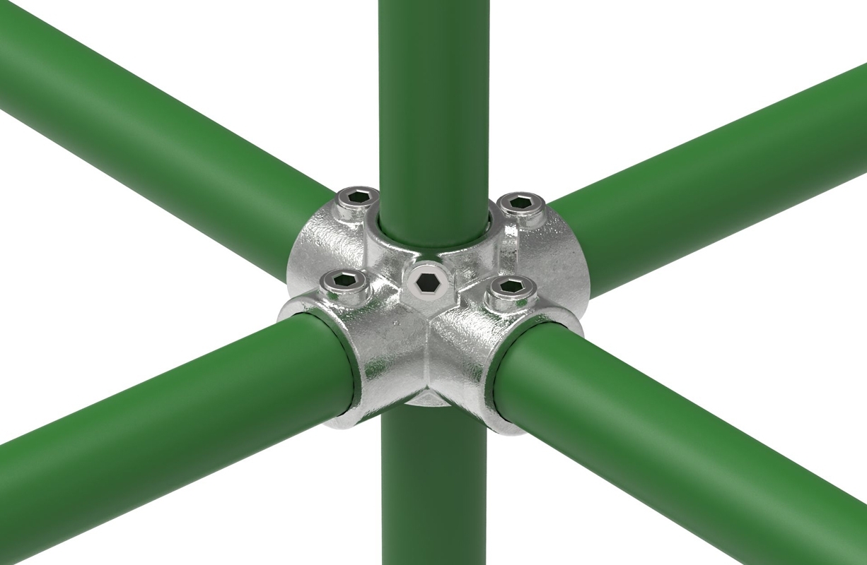 Rohrverbinder - Kreuzstueck fuer Stuetzrohr - 158C42 - 42-4 mm - 1 1-4- - Feuerverzinkt u. Elektrogalvanisiert-158C42