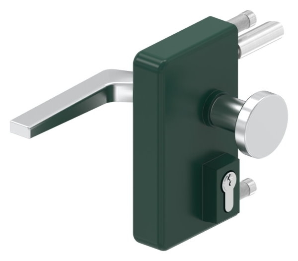 Gittertorschloss GTS 2 mit Anti-Panik-Funktion fuer Rohrstaerke 40-60mm- moosgruen-88-1156702-ALU.6005