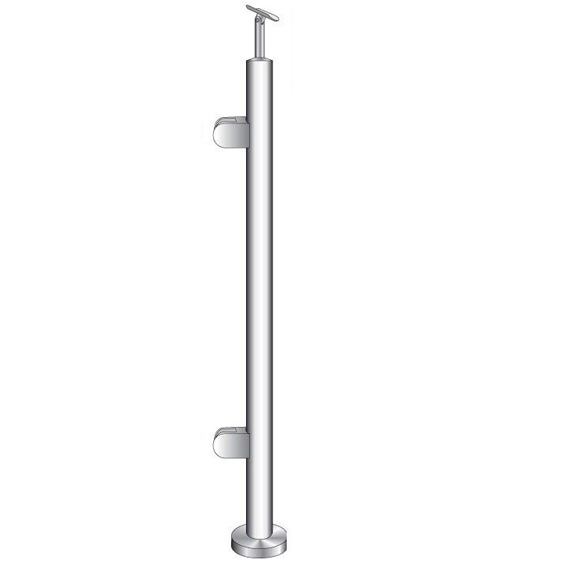 Gelaenderpfosten - Endpfosten links - Laenge- 1000 mm - fuer aufgesetzte Montage - V2A-14-0051RG-A.4