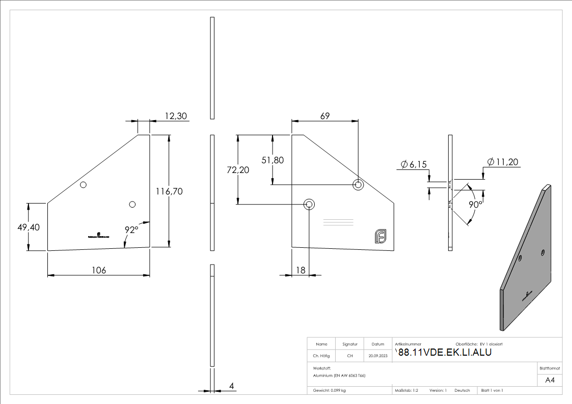 Endkappe links fuer eleganza canopy- E4-EV1-88-11VDE-EK-LI.ALU