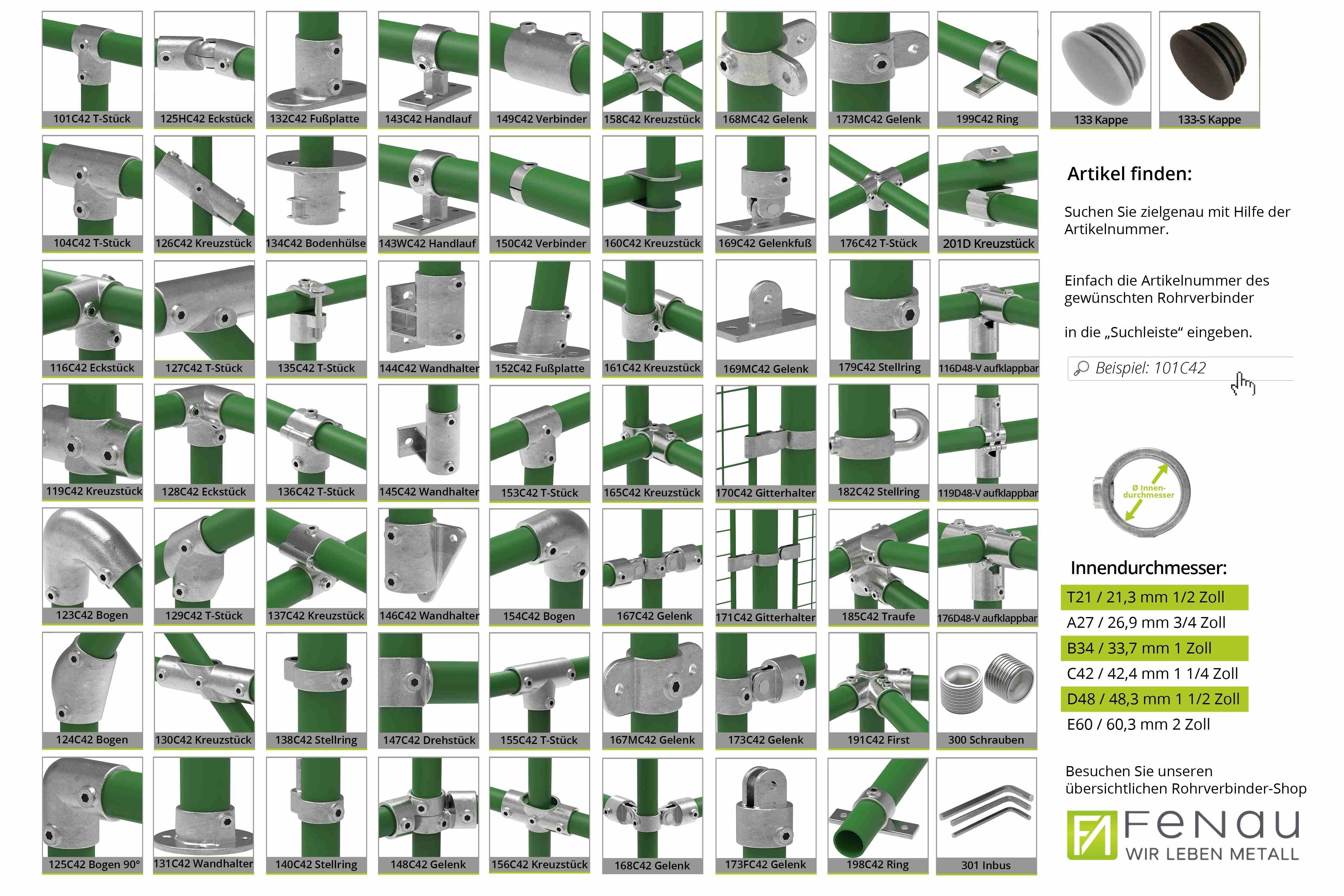 Rohrverbinder - Gelenkstueck doppelt 180° - 167A27 - 26-9 mm - 3-4- - Feuerverzinkt u. Elektrogalvanisiert-167A27