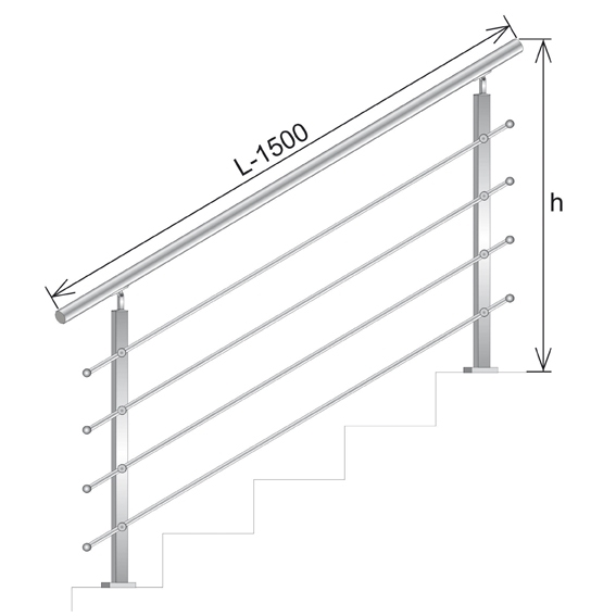 Treppengelaender Bausatz V2A 1500 mm Pfosten 40x40 mm steigend-89-11AJPZVS901500-A.4