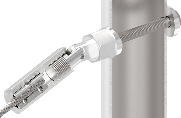 Gewindeterminal mit Gelenk - Fuer Seil Ø 4 mm - zur Selbstmontage fuer Pfosten Ø 42-4 mm - V2A-11-2900.4