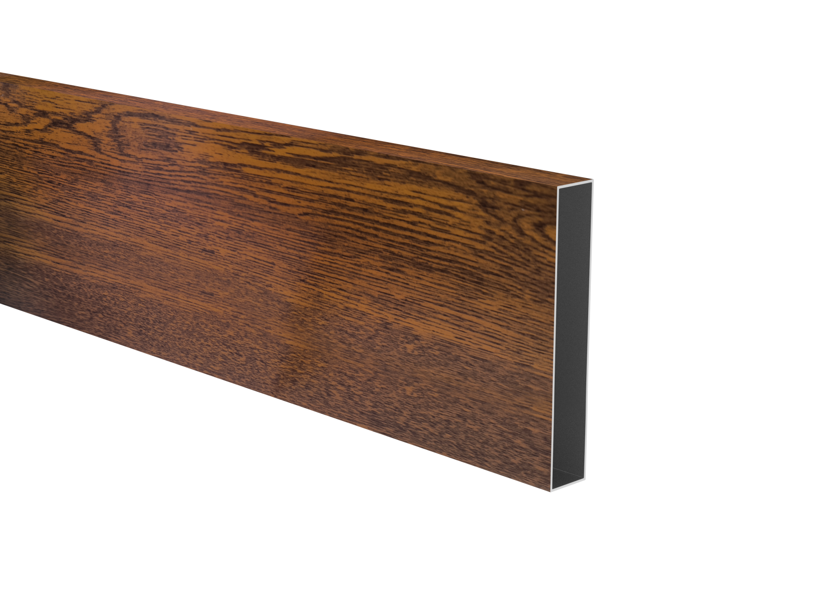 Zaunprofil Aluminium 20 x 120 x 1-2 mm 6-0 m Holzdekor Dunkle Walnuss-89.FGS20X120X126000W01