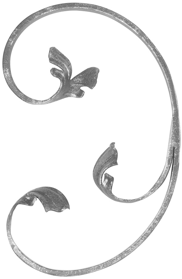 Leichtbarock - links - Masse- 150x220 mm - Material- 12x5 mm - Stahl S235JR- roh-30-1745.8