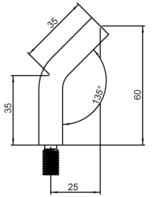 Edelstahl Traegerstift 135° gebogen Ø 12 x 60 mm - M8x15 - zum Anschweissen -V2A-11-2159.4