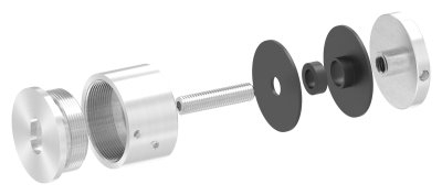 Glaspunkthalter Ø 52 mm- V4A- verstellbarer Wandabstand- Anschluss- Flach mit AbP-88-1160250.V4A