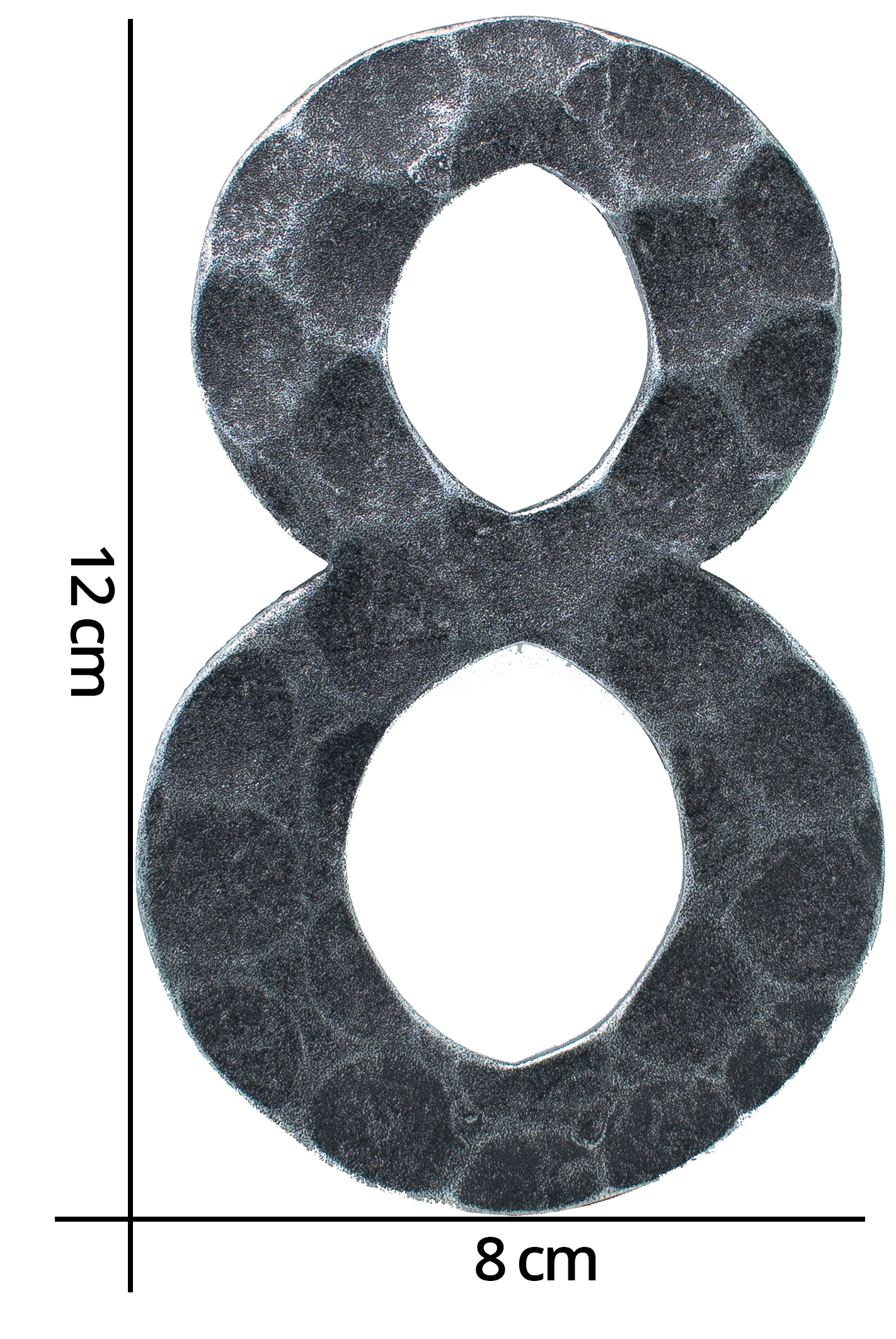 Hausnummer 8 - Abmessung 12x8 cm - Material 4 mm gehaemmert - Stahl -Roh- S235JR-30-3118.8