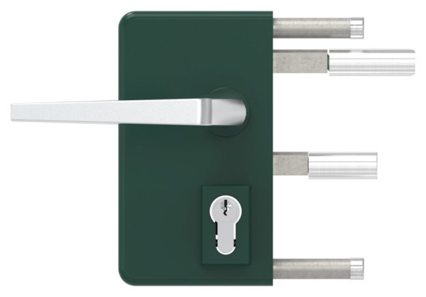 Gittertorschloss GTS 2 fuer Rohrstaerke 60-80mm- montagefertiges Set- moosgruen-88-1156704-ALU.6005