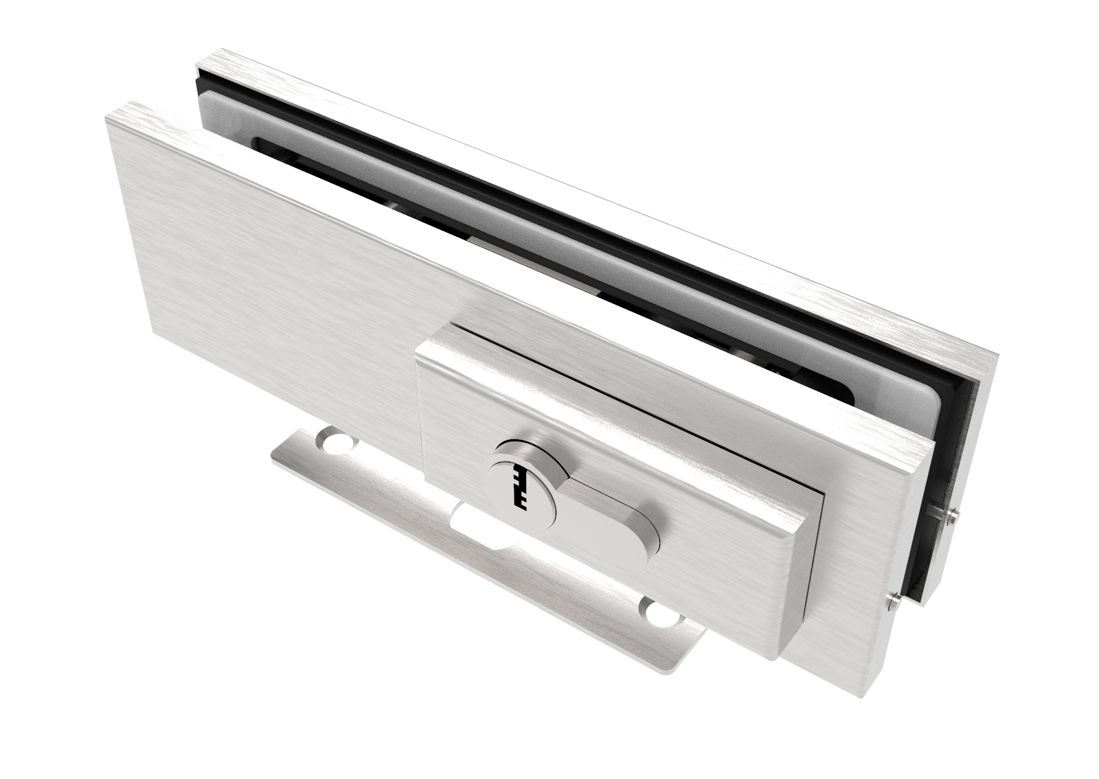 Glastuer Bodenschloss PZ fuer 10-12mm Glas- Edelstahl AISI 304 geschliffen-89-11GS304ZP814S-A.4