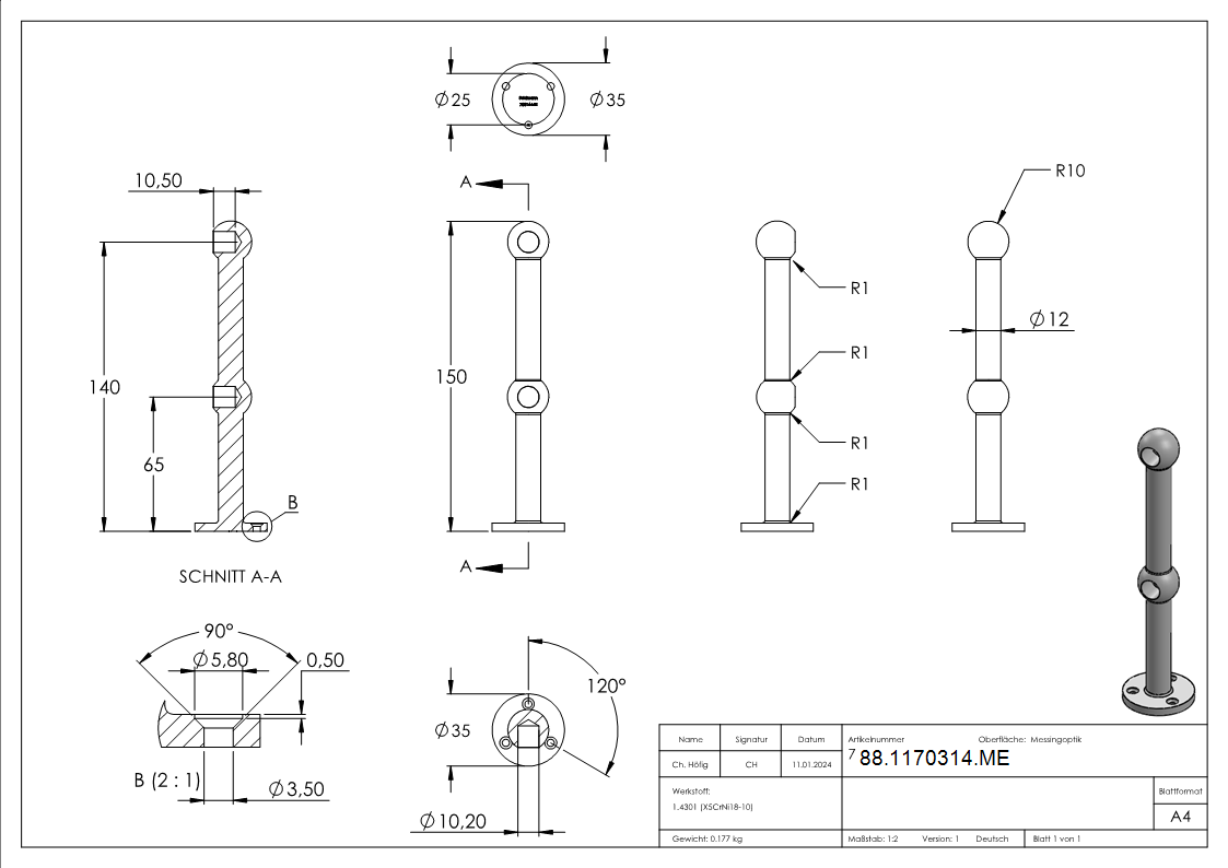 Doppelte Endstuetze- fuer 10mm Rund- Messingoptik-88-1170314.ME