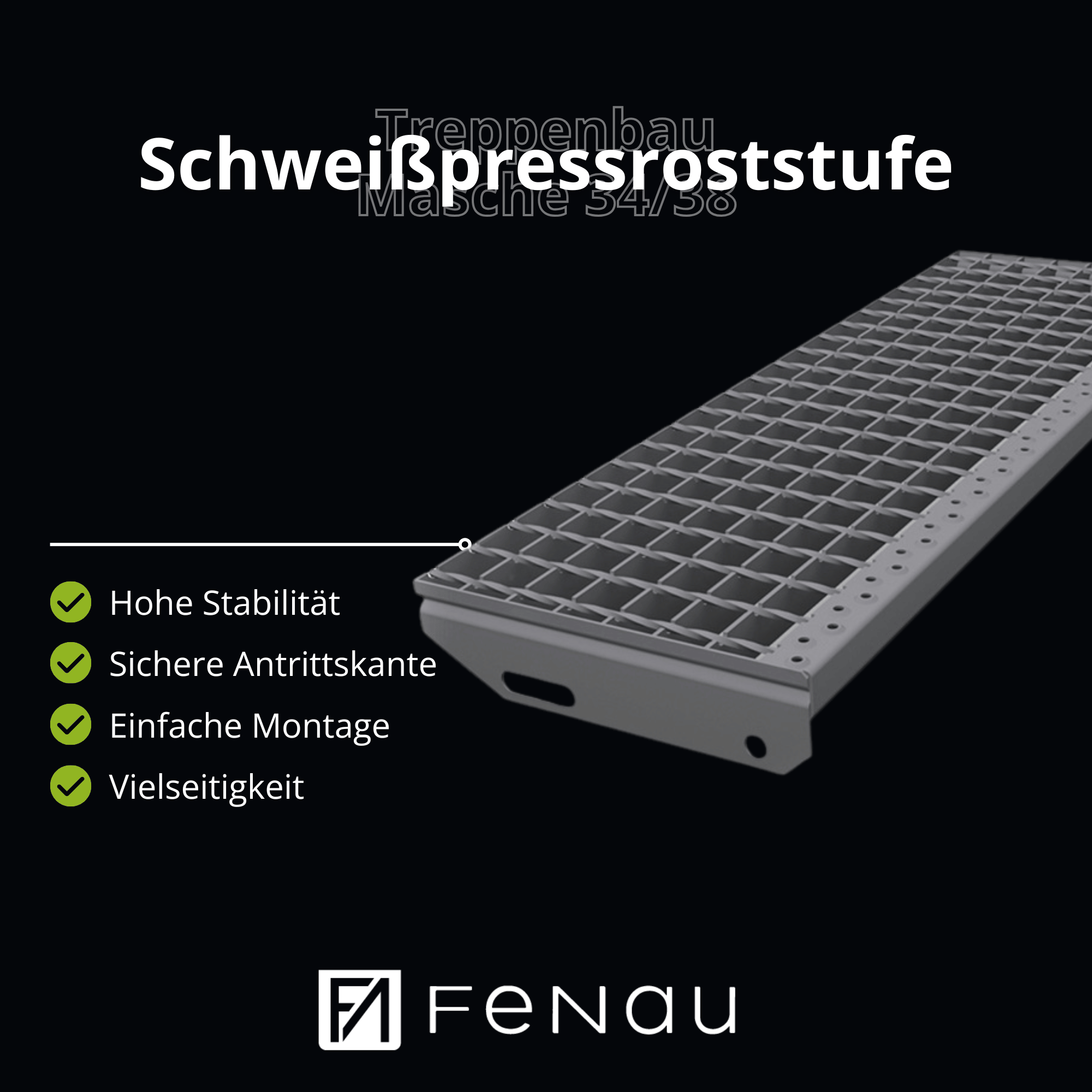 Schweisspressroststufe Metallstufe 600x270 mm Masche 34-38 mm Tragstab 30-2 mm S235JR feuerverzinkt-25-602730302.7