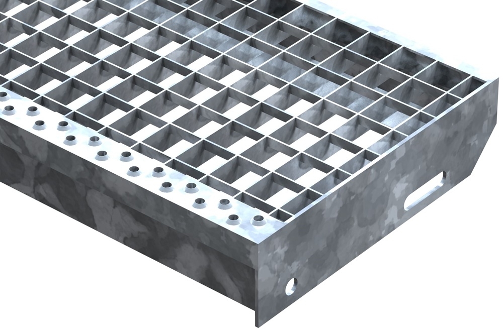 Gitterroststufe Treppenstufe Masse- 800x270 mm 30-30 mm R12 S235JR -St37-2- im Vollbad feuerverzinkt-40-802730.7R13