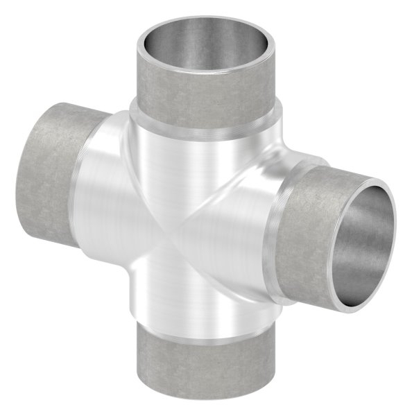 Kreuzstueck mit gleichem Abgang fuer Rundrohr Ø 42-4x2-0 mm V2A-11-3656.4