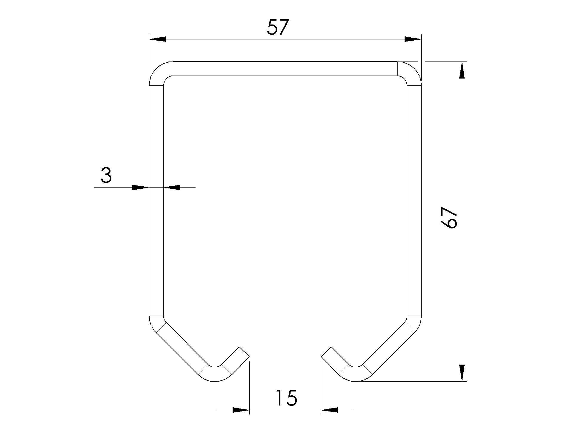 Laufschiene Stahl verzinkt 57 x 67 x 3 mm L=3000 mm fr Hngeschiebetore-89-11H1857X67ZN3000-A.4