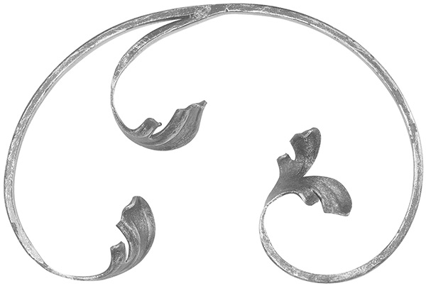 Leichtbarock - rechts - Masse- 150x220 mm - Material- 12x5 mm - Stahl S235JR- roh-30-1746.8