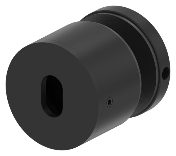 Glaspunkthalter Ø52 mm- V2A verstellbar- pulverbeschichtet in RAL 9005 schwarz matt mit AbP-88-1160250-240.9005