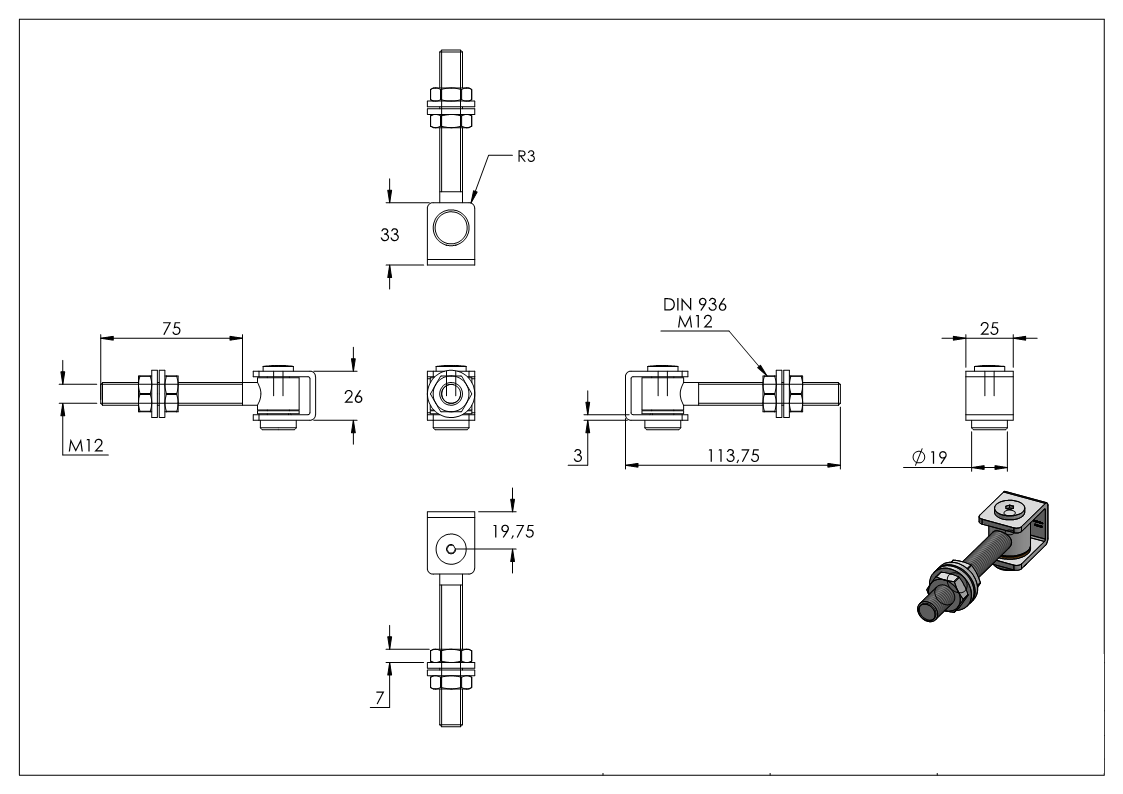 Torband M12 verstellbar Stahl -Roh- S235JR-30-3525.8