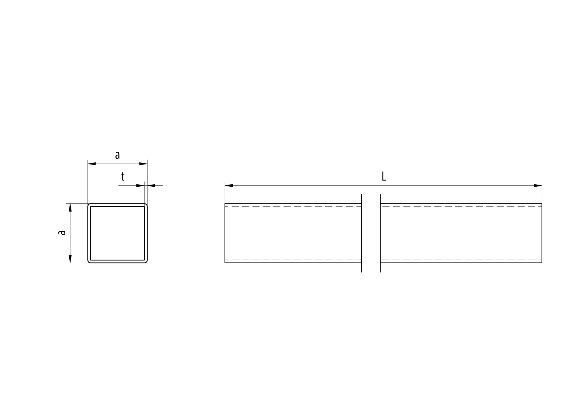 Aluminium Vierkantprofil 15 x 15 x 1-5 mm- Laenge 6000 mm- roh-89.AL15X15X156000