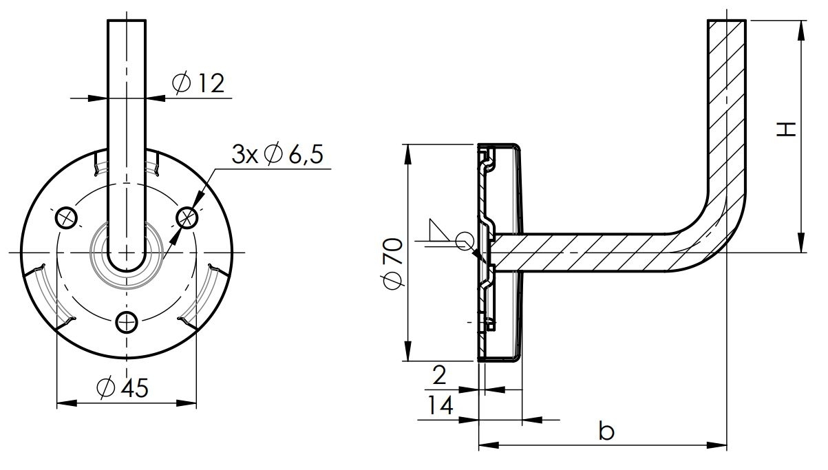 Wandhandlaufhalter V2A 73 x 71 mm geschliffen zum Schweissen-11-2079-A.4